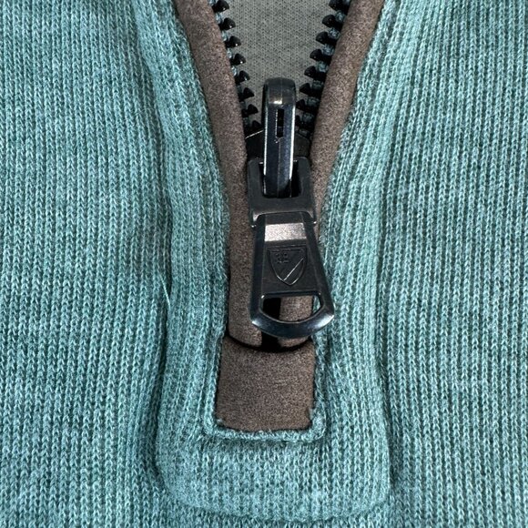 Cremieux Men's 1/4 Zip Pullover Sweater with Elbow Patches Cotton Blend Sage Gre - Picture 4 of 5